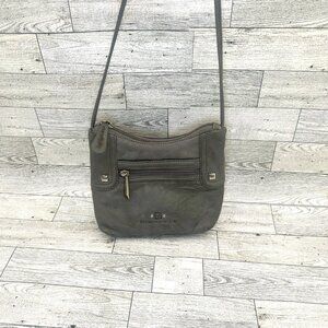 Stone Mountain Gray Genuine Leather Crossbody Shoulder Bag Purse